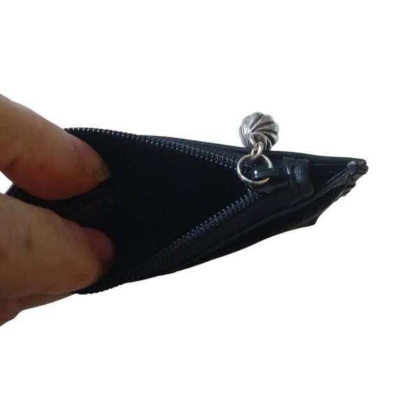 Brighton Black Pebbled Leather Change Coin Purse Wallet Zip Top 3 x 4" - Picture 3 of 4